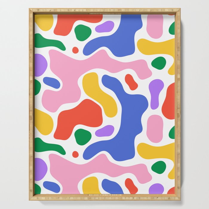 Colorful rainbow organic shape art pattern Serving Tray Gallery Image 1