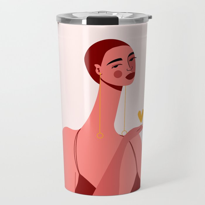 Girl With Yellow Heart Travel Mug Gallery Image 1