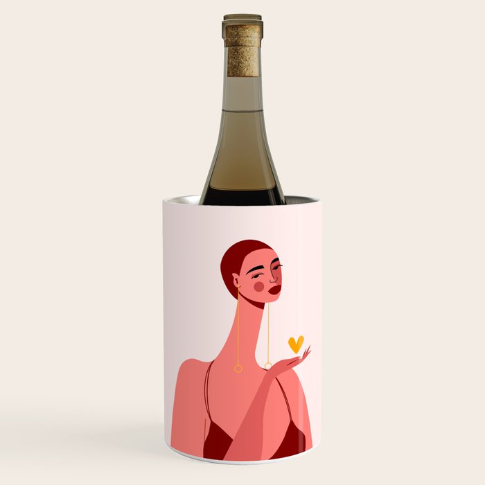 Girl With Yellow Heart Wine Chiller Gallery Image 1