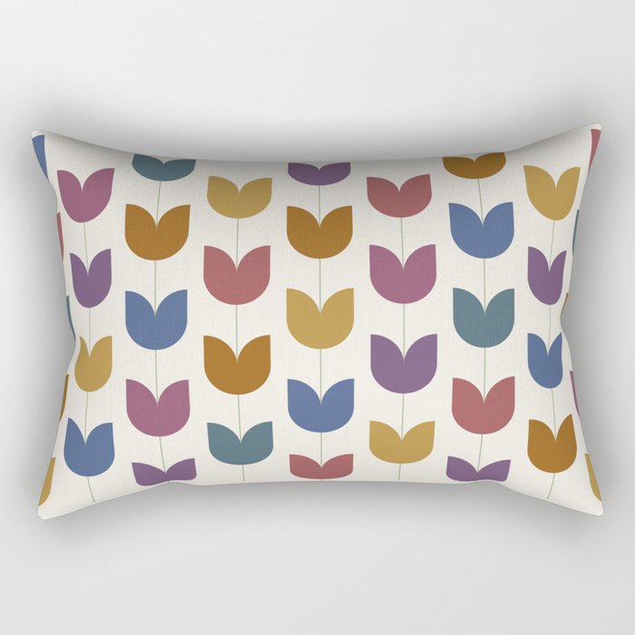 Spring Tulips VIII Multicolor Mid Century Flowers Rectangular Pillow Gallery Image 2