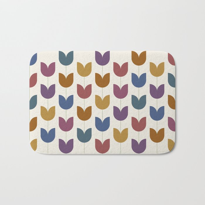 Spring Tulips VIII Multicolor Mid Century Flowers Bath Mat Gallery Image 1