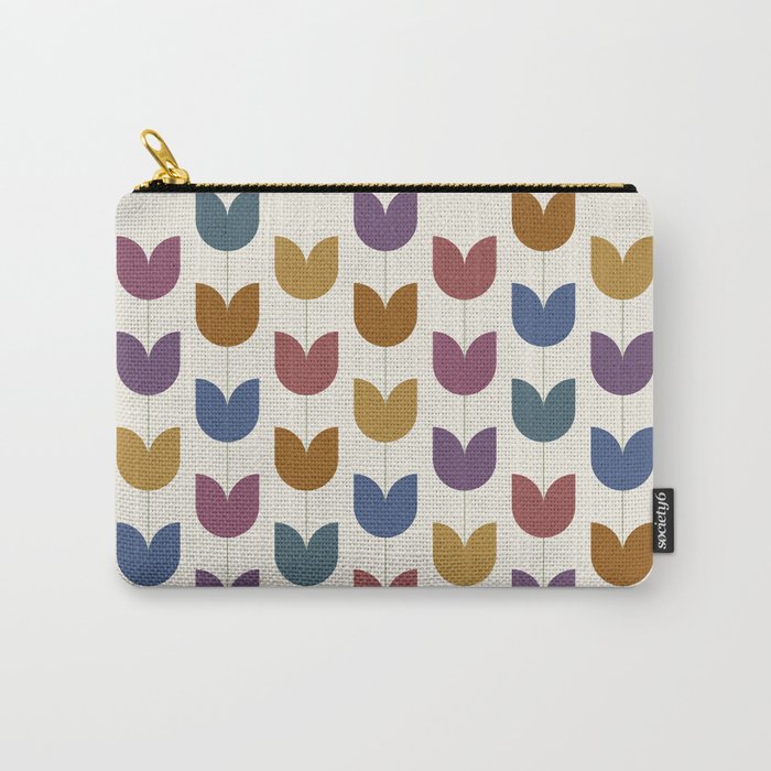Spring Tulips VIII Multicolor Mid Century Flowers Carry All Pouch Gallery Image 1