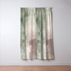 Abstract blush pink green white watercolor brushstrokes Window Curtain Gallery Image 3
