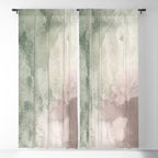 Abstract blush pink green white watercolor brushstrokes Window Curtain Gallery Image 5