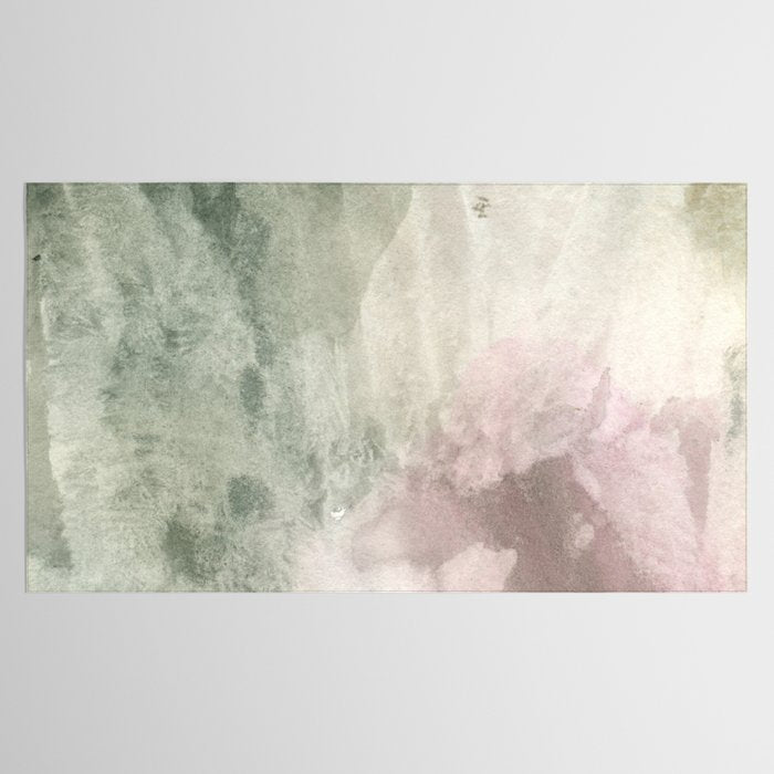 Abstract blush pink green white watercolor brushstrokes Tablecloth Gallery Image 2