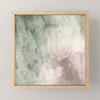 Abstract blush pink green white watercolor brushstrokes Mini Art Print Gallery Image 1