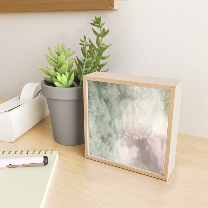 Abstract blush pink green white watercolor brushstrokes Mini Art Print Gallery Image 2