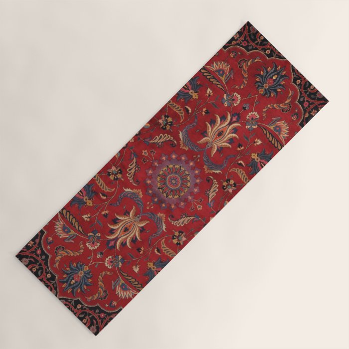 Antique Burgundy Wine Persian Oriental Yoga Mat Gallery Image 1