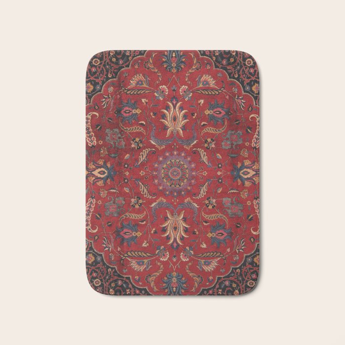 Antique Burgundy Wine Persian Oriental Bath Mat Gallery Image 1