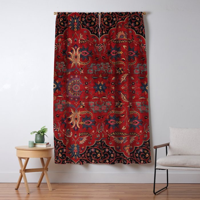Antique Burgundy Wine Persian Oriental Window Curtain Gallery Image 5