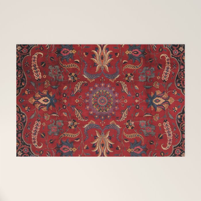 Antique Burgundy Wine Persian Oriental Welcome Mat Gallery Image 1