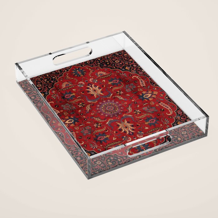 Antique Burgundy Wine Persian Oriental Acrylic Tray Gallery Image 1