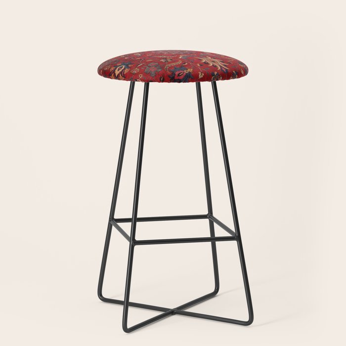 Antique Burgundy Wine Persian Oriental Stool Gallery Image 1