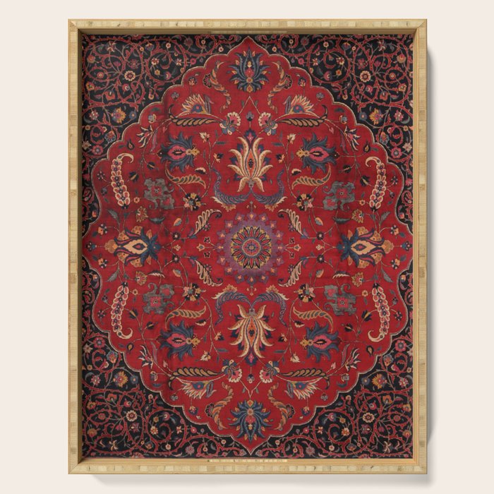 Antique Burgundy Wine Persian Oriental Serving Tray Gallery Image 1