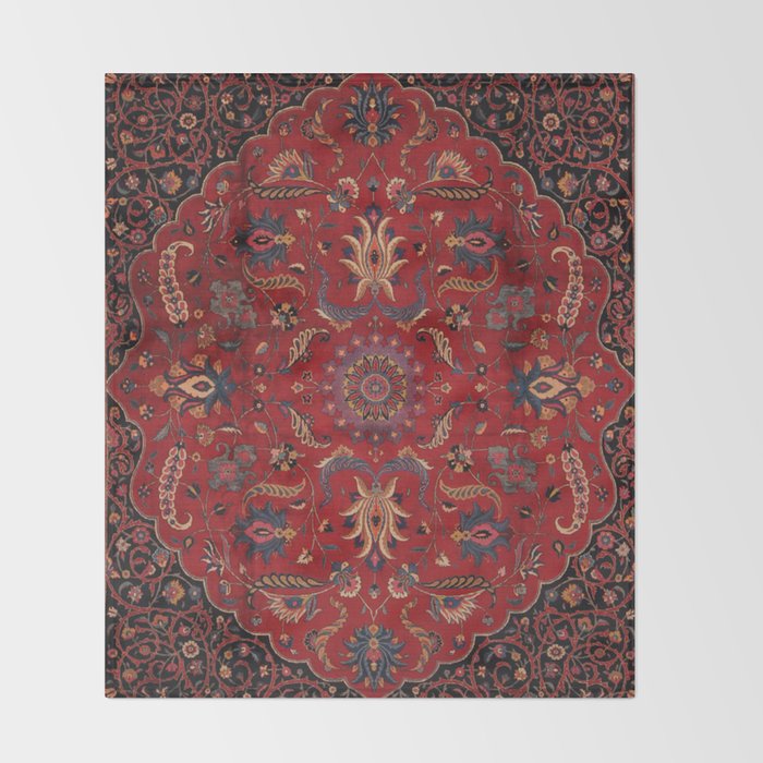 Antique Burgundy Wine Persian Oriental Throw Blanket Gallery Image 2