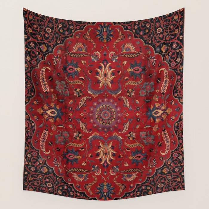 Antique Burgundy Wine Persian Oriental Wall Tapestry Gallery Image 1