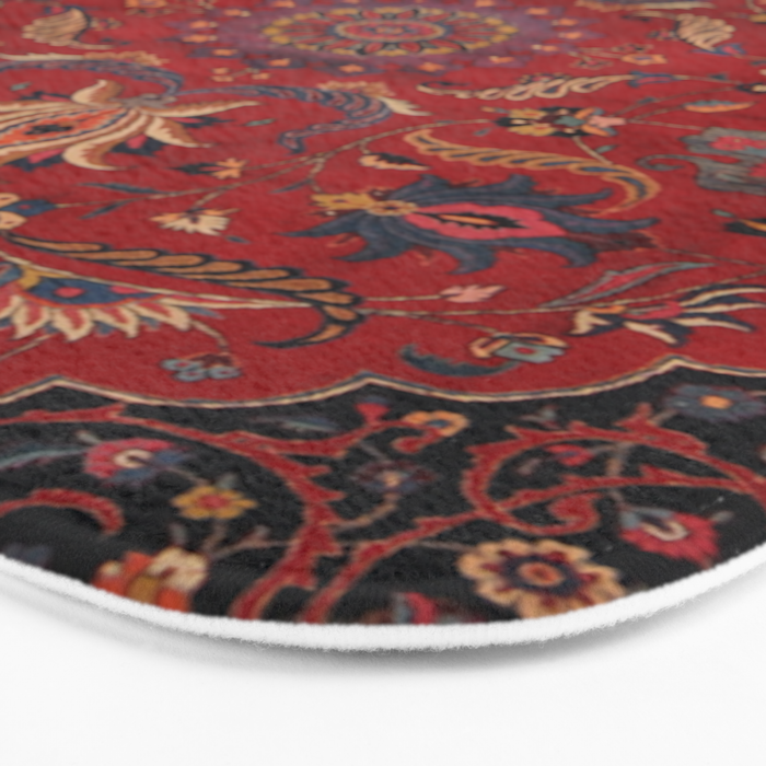 Antique Burgundy Wine Persian Oriental Bath Mat Gallery Image 3