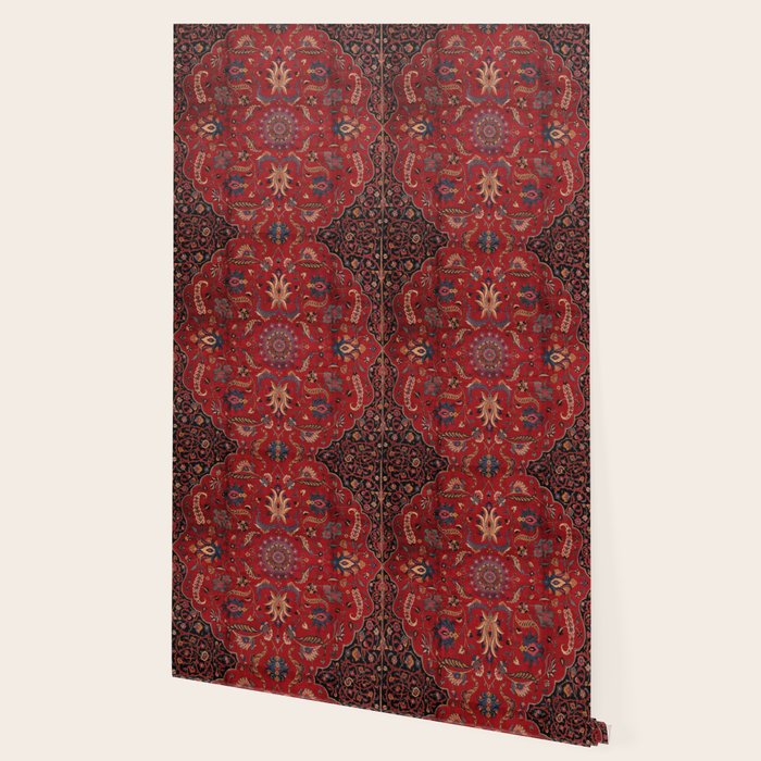 Antique Burgundy Wine Persian Oriental Wallpaper Gallery Image 2
