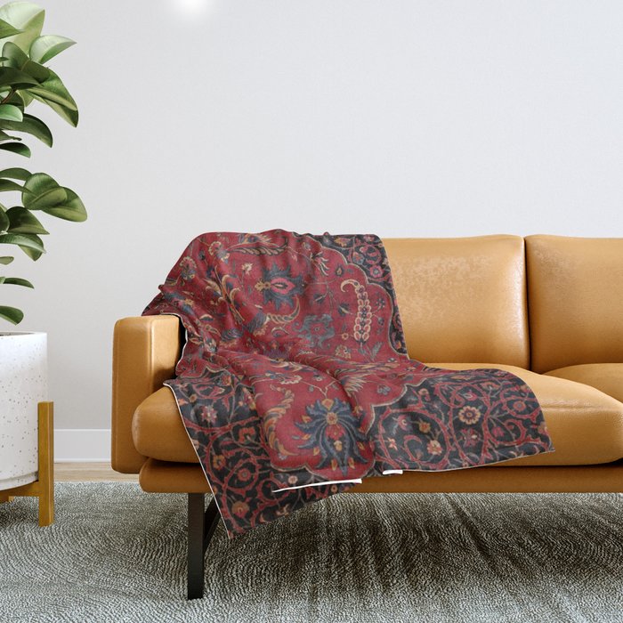 Antique Burgundy Wine Persian Oriental Throw Blanket Gallery Image 1