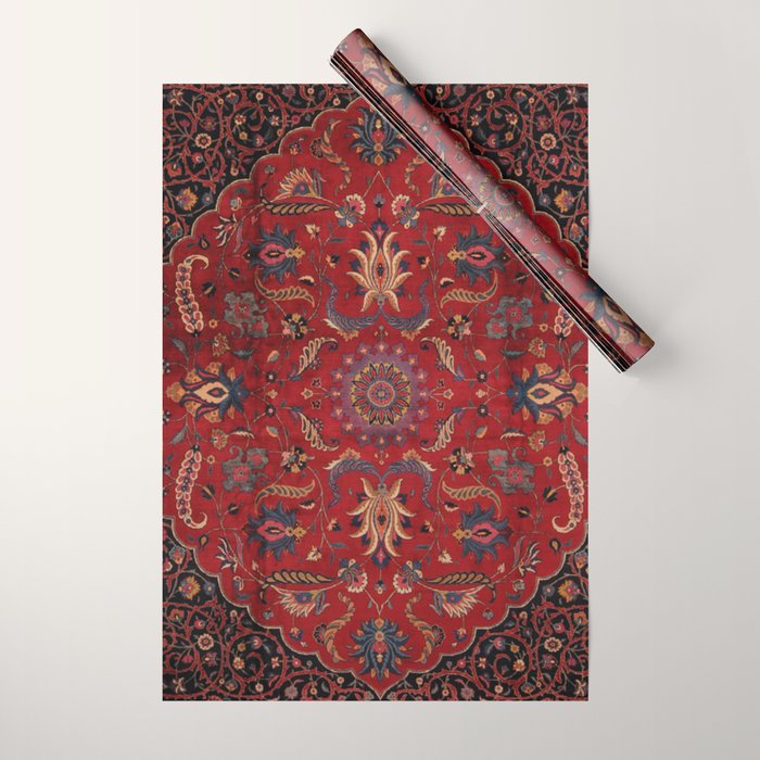 Antique Burgundy Wine Persian Oriental Wrapping Paper Gallery Image 1