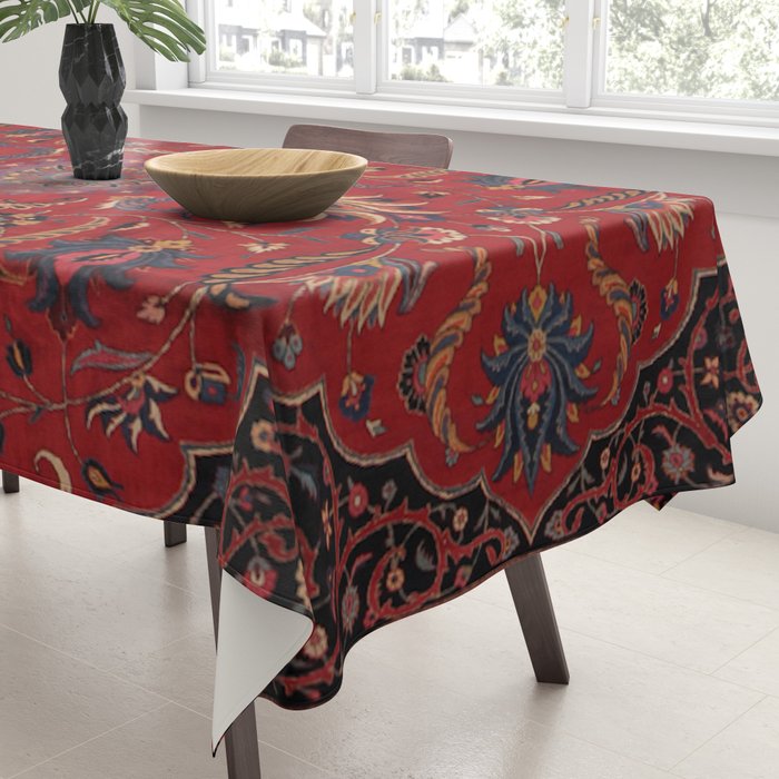 Antique Burgundy Wine Persian Oriental Tablecloth Gallery Image 3
