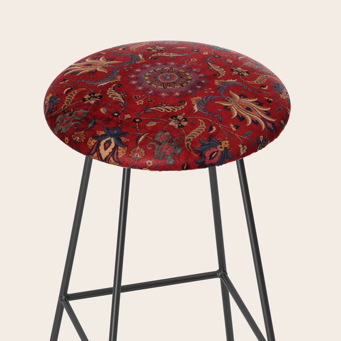 Antique Burgundy Wine Persian Oriental Stool Gallery Image 2