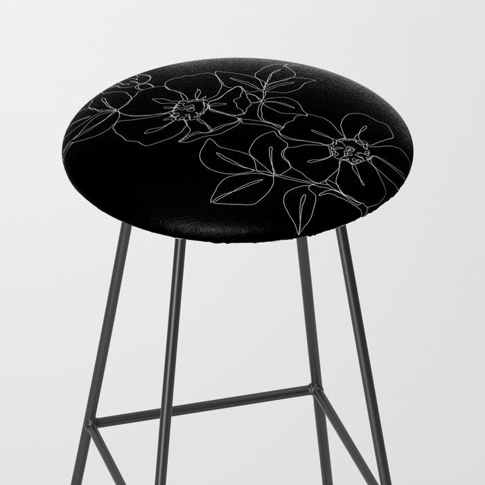 Botanical illustration one line drawing - Rose Black Stool Gallery Image 2
