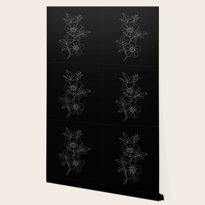 Botanical illustration one line drawing - Rose Black Wallpaper Gallery Image 2