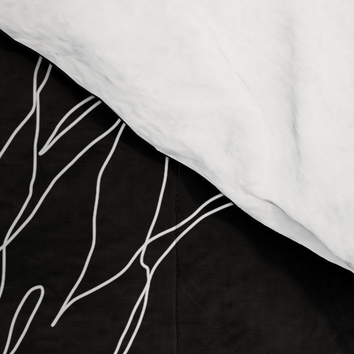Botanical illustration one line drawing - Rose Black Comforter Gallery Image 4
