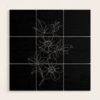 Botanical illustration one line drawing - Rose Black Wood Wall Art Gallery Image 1