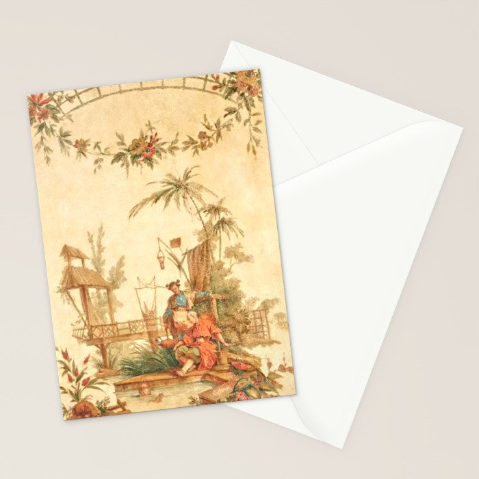 Antique 18th Century Chinoiserie Scene Jean Baptiste Pillement Stationery Card Gallery Image 2