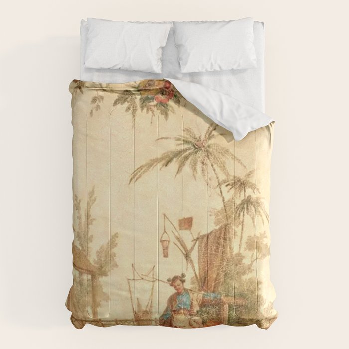 Antique 18th Century Chinoiserie Scene Jean Baptiste Pillement Comforter Gallery Image 6