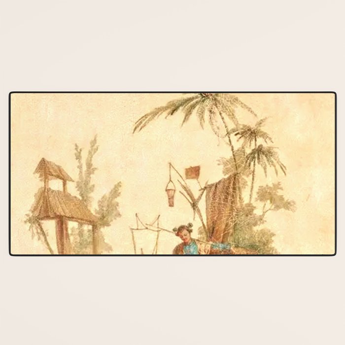 Antique 18th Century Chinoiserie Scene Jean Baptiste Pillement Desk Mat Gallery Image 3