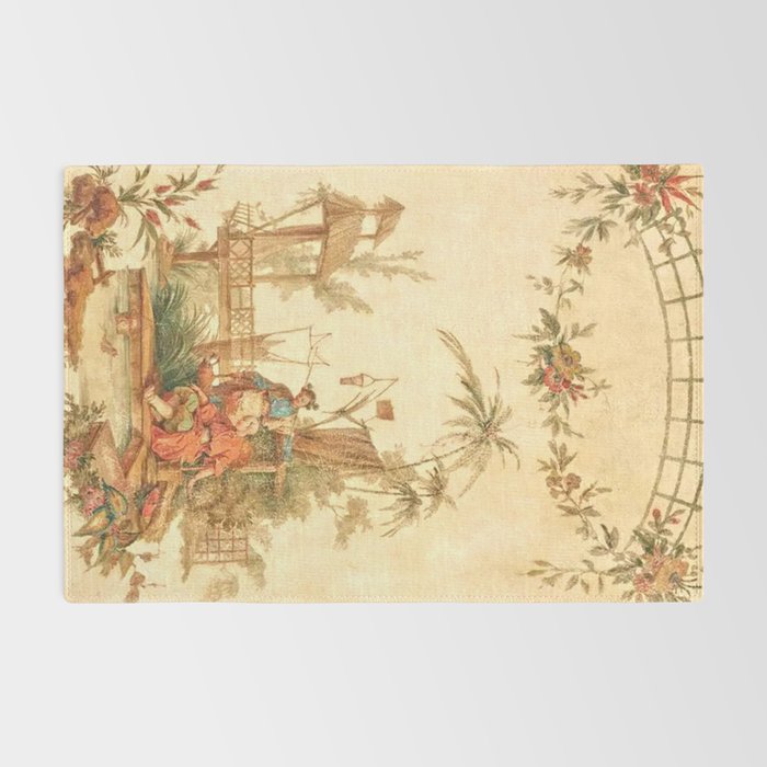 Antique 18th Century Chinoiserie Scene Jean Baptiste Pillement Rug Gallery Image 2