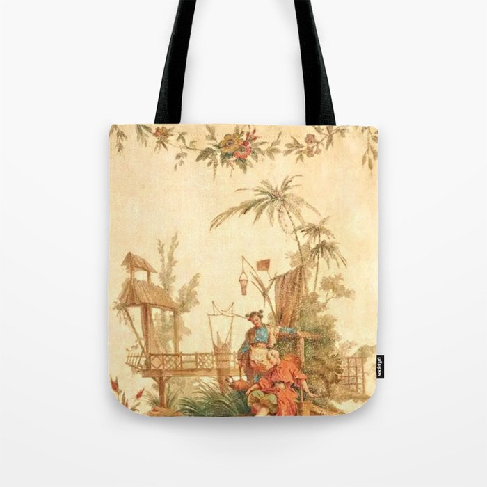Antique 18th Century Chinoiserie Scene Jean Baptiste Pillement Tote Bag Gallery Image 1