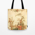 Antique 18th Century Chinoiserie Scene Jean Baptiste Pillement Tote Bag Gallery Image 1