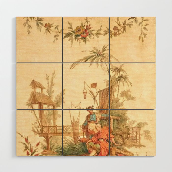 Antique 18th Century Chinoiserie Scene Jean Baptiste Pillement Wood Wall Art Gallery Image 1