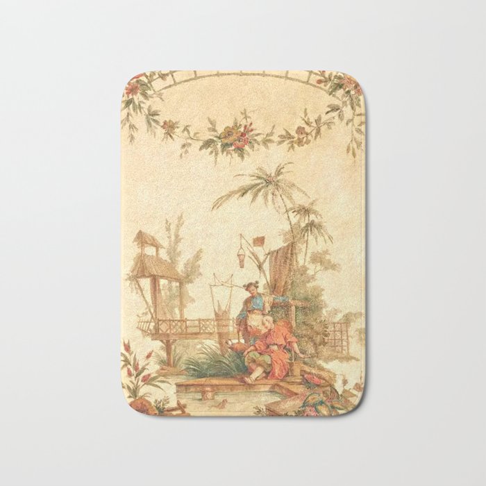 Antique 18th Century Chinoiserie Scene Jean Baptiste Pillement Bath Mat Gallery Image 1