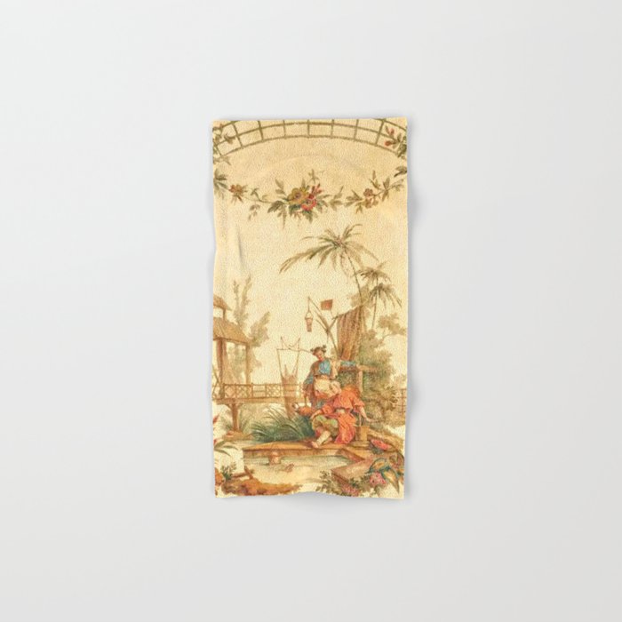 Antique 18th Century Chinoiserie Scene Jean Baptiste Pillement Bath Towel Gallery Image 1