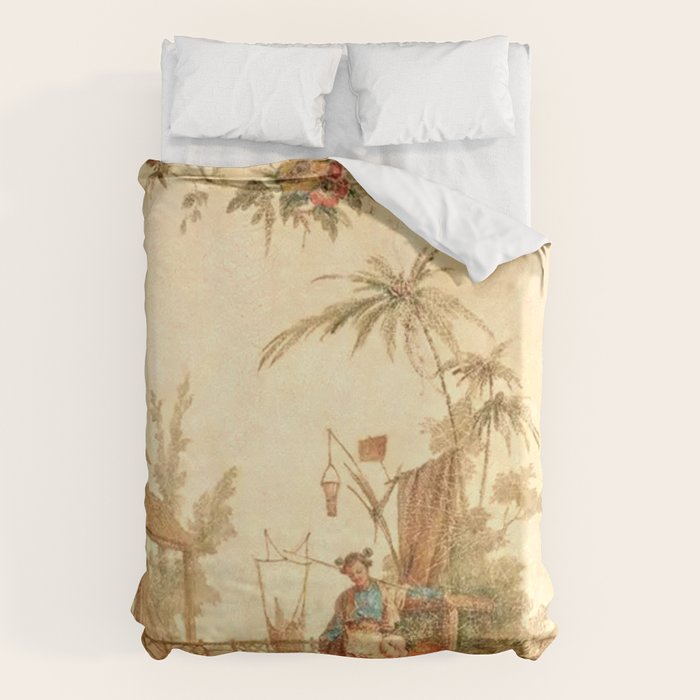 Antique 18th Century Chinoiserie Scene Jean Baptiste Pillement Duvet Cover Gallery Image 1