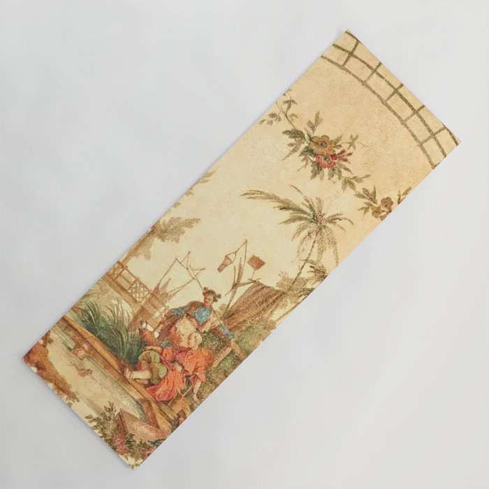Antique 18th Century Chinoiserie Scene Jean Baptiste Pillement Yoga Mat Gallery Image 1