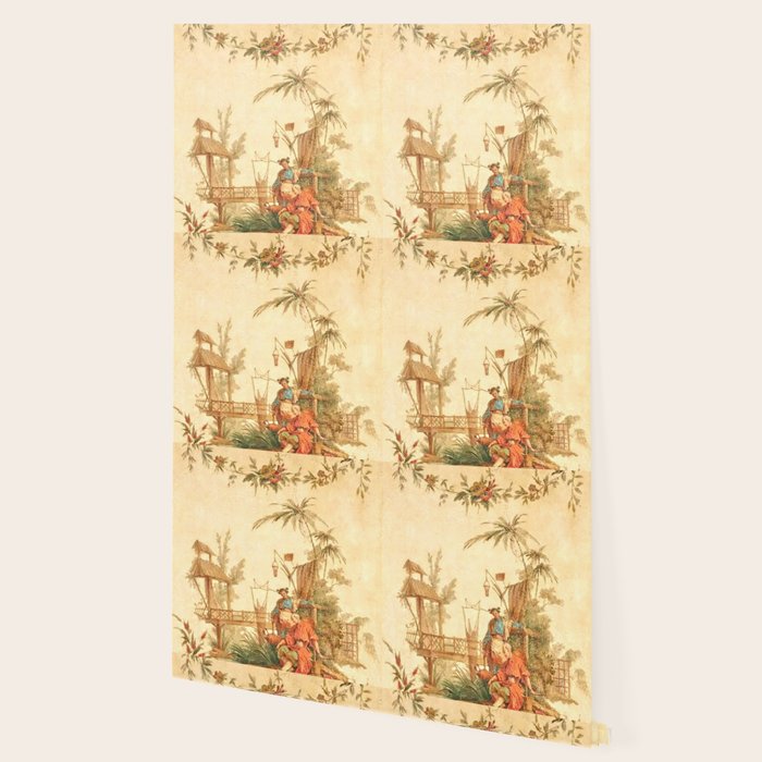 Antique 18th Century Chinoiserie Scene Jean Baptiste Pillement Wallpaper Gallery Image 2
