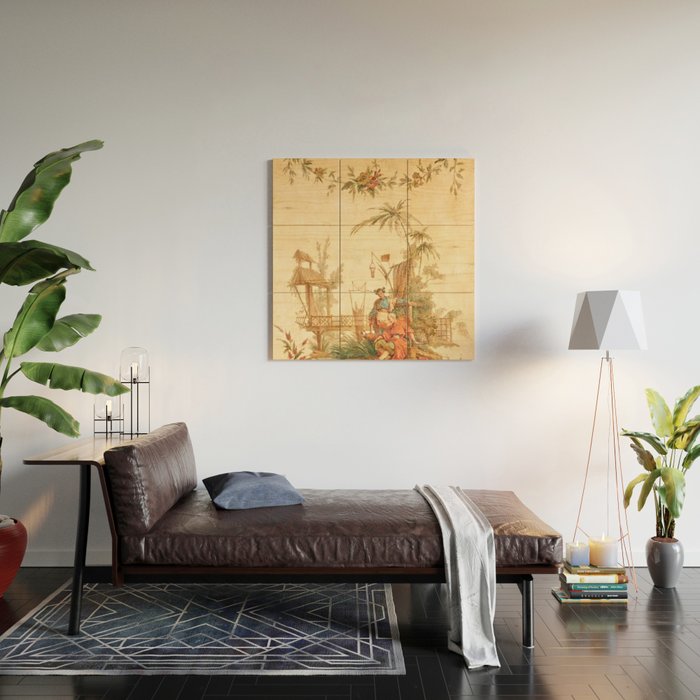 Antique 18th Century Chinoiserie Scene Jean Baptiste Pillement Wood Wall Art Gallery Image 2