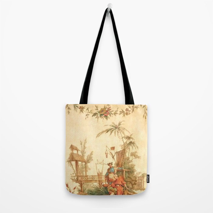 Antique 18th Century Chinoiserie Scene Jean Baptiste Pillement Tote Bag Gallery Image 2