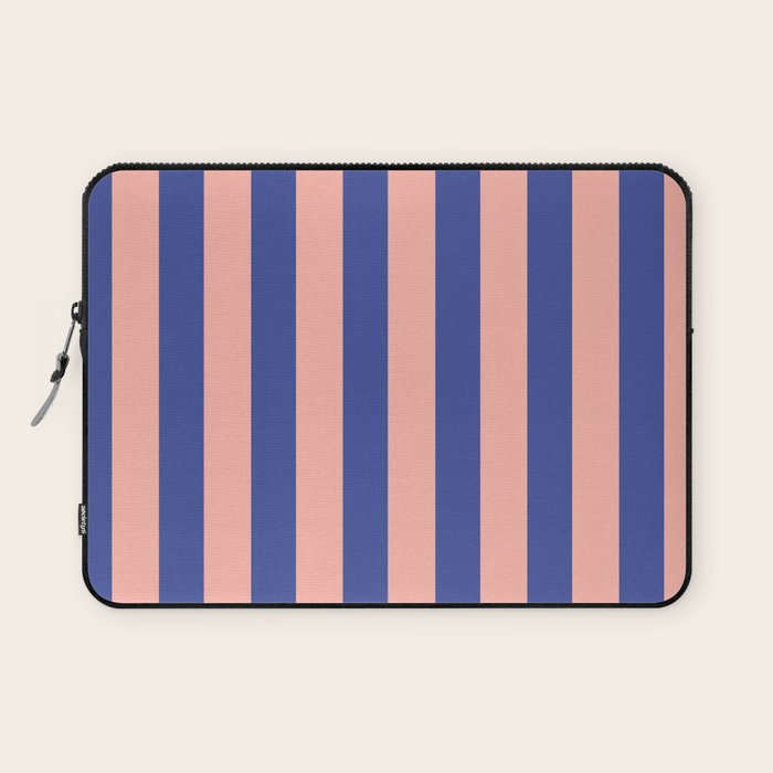 Blue and Salmon Pink Stripes Laptop Sleeve Gallery Image 1