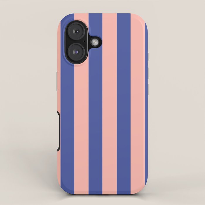 Blue and Salmon Pink Stripes iPhone Case Gallery Image 1