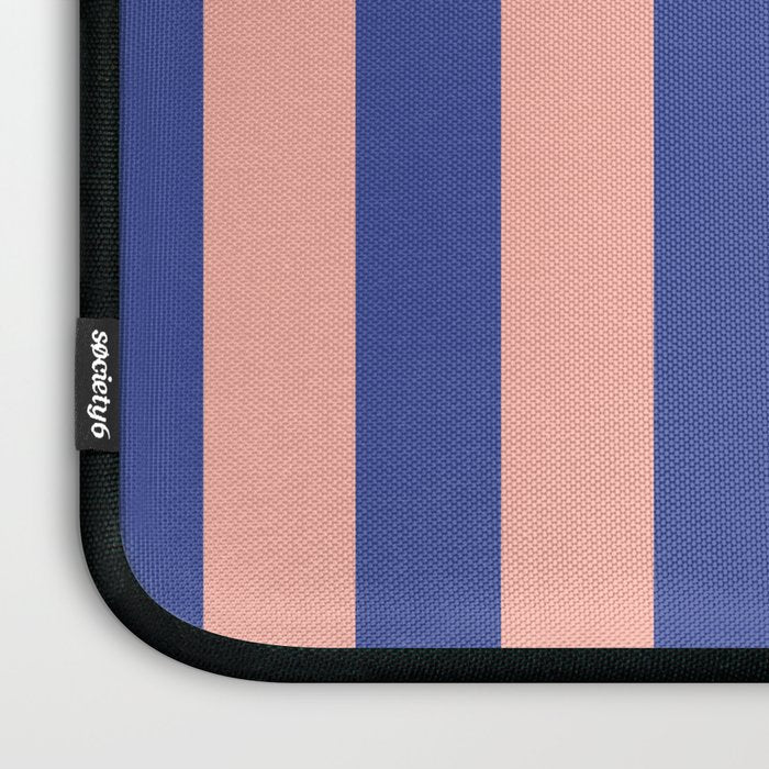 Blue and Salmon Pink Stripes Laptop Sleeve Gallery Image 3