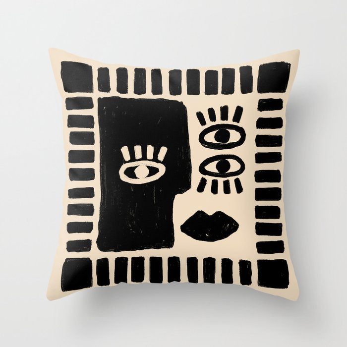 Artsy Face Throw Pillow Gallery Image 1
