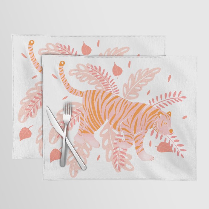 Orange and pink tiger Placemat Gallery Image 1