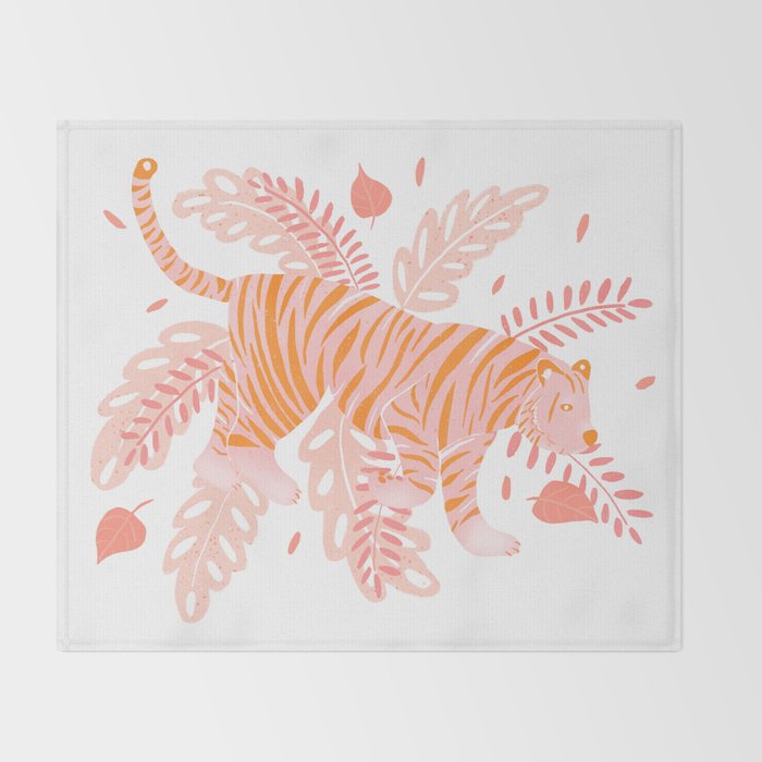 Orange and pink tiger Throw Blanket Gallery Image 2